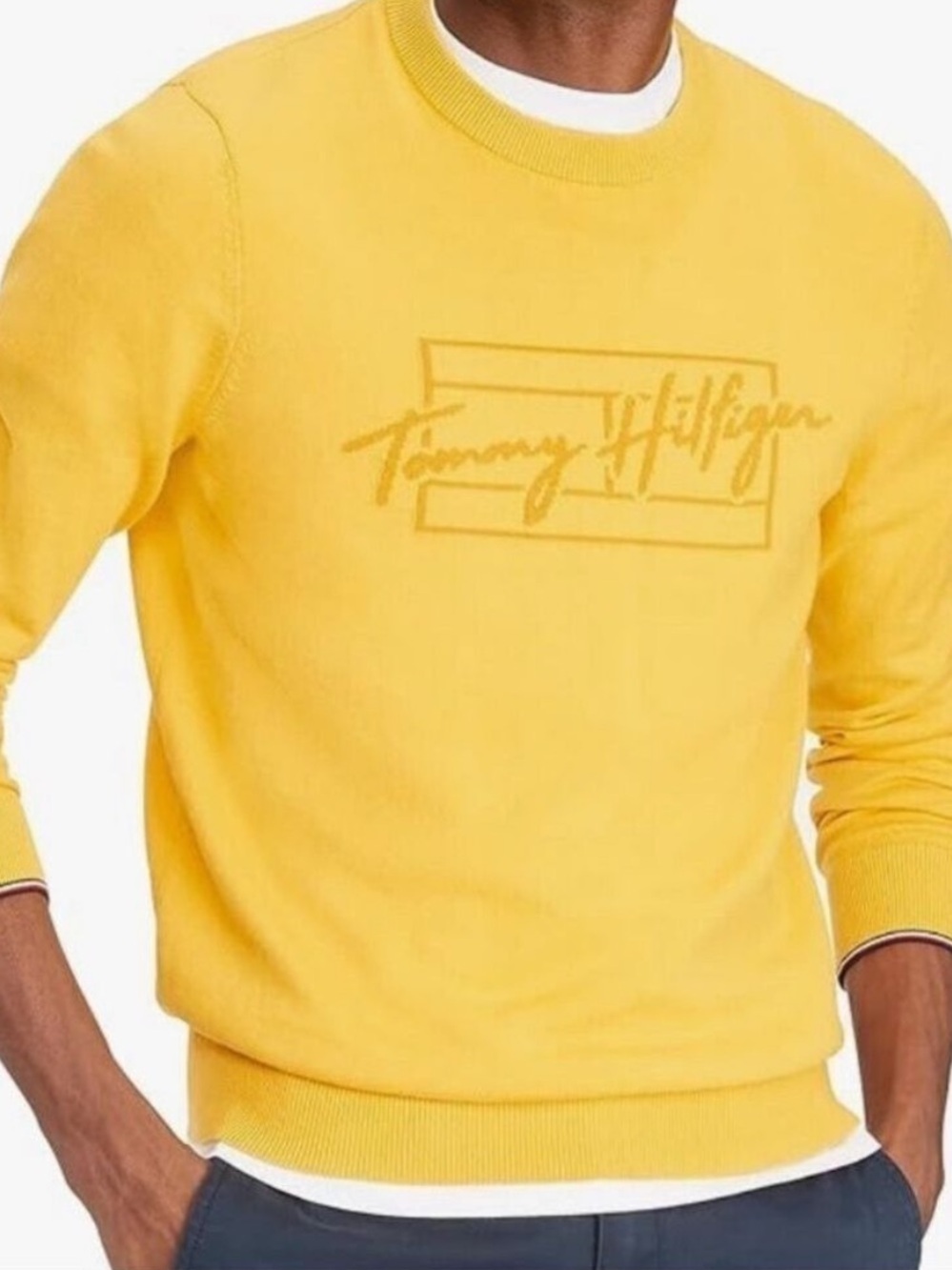Tommy Hilfiger Yellow Sweater for Men Size Large